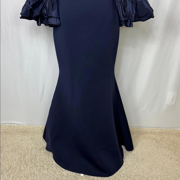 Eliza J Bell Sleeve Mermaid Gown Dress Size 10 Navy Blue 3/4  Sleeve NWOT - Picture 8 of 14